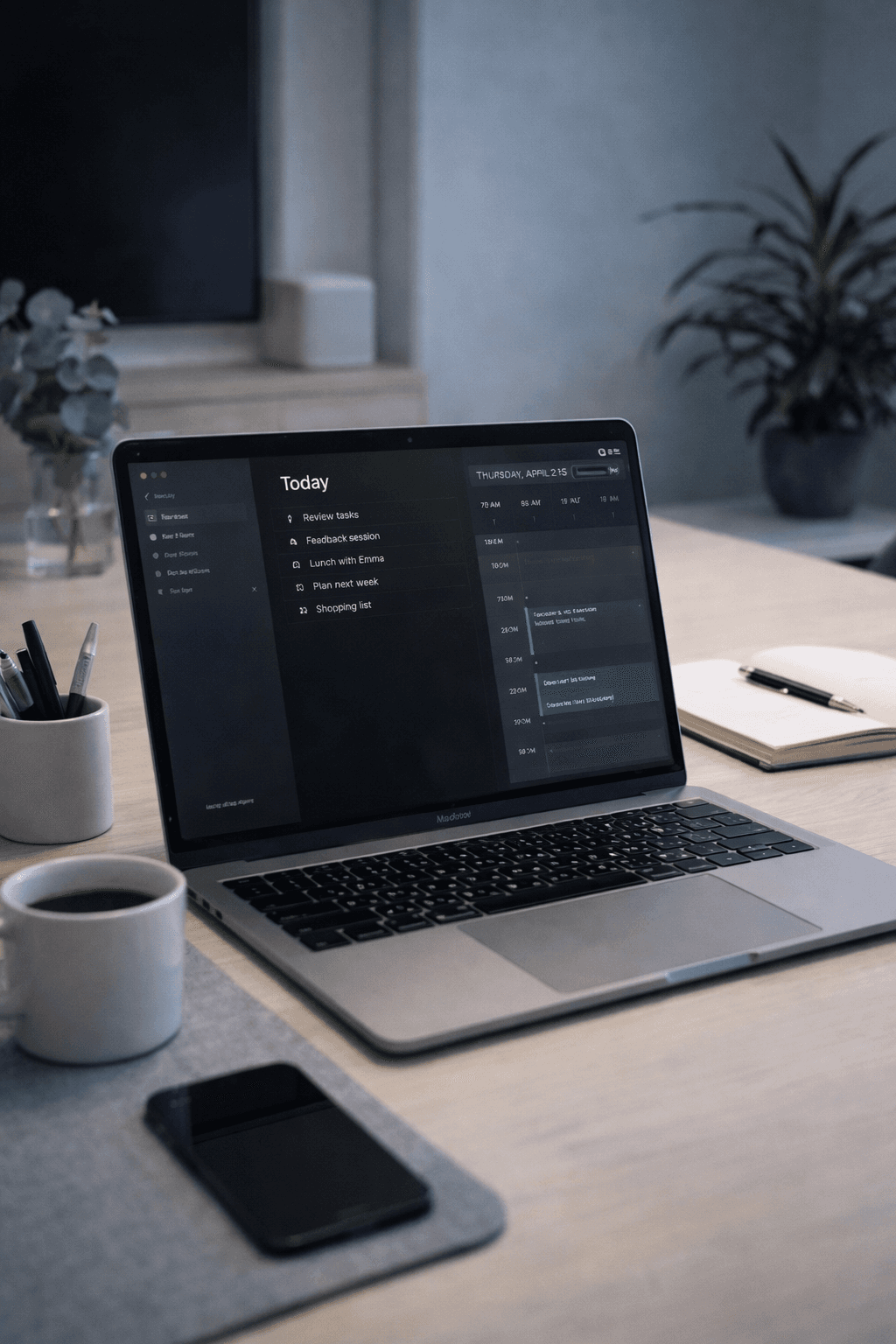 App development and planning workspace showing simple productivity tools